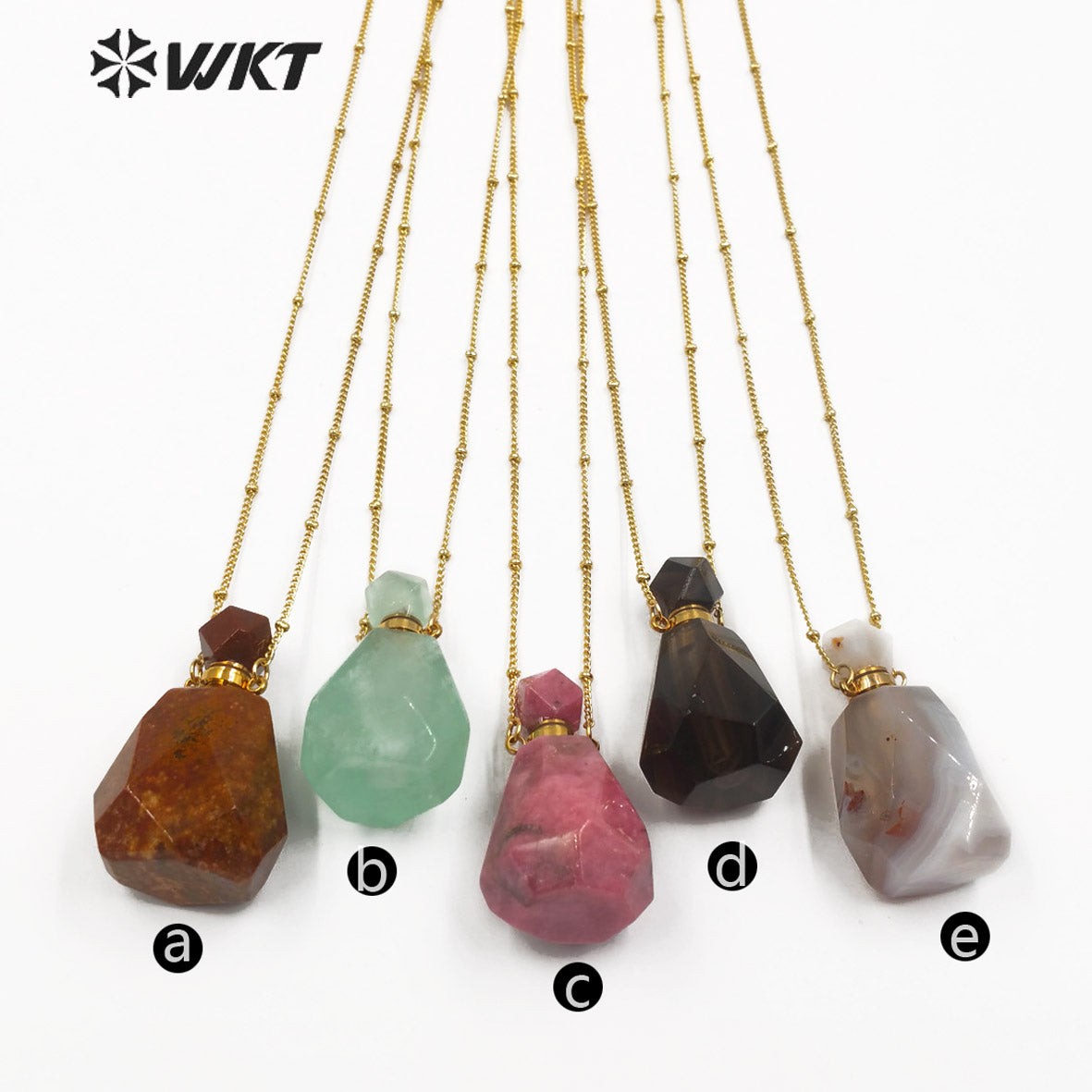 WT-N1171 Newest Natural Green Fluorite Stone Perfume Bottle Necklace Rhodonite Necklace Women Stylish Moss Agate Necklace