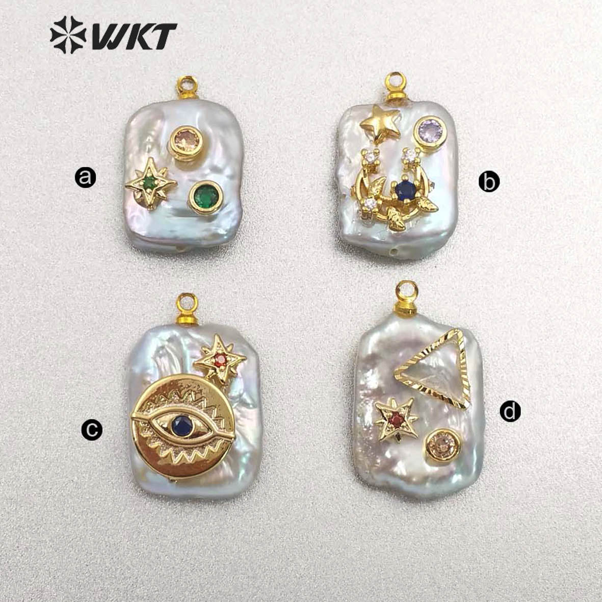 MP134 Newest High Quality Diversified Patterns Micro Pave Rectangular Pendant Sparkling Lady Jewelry Freshwater Pearl Pendant