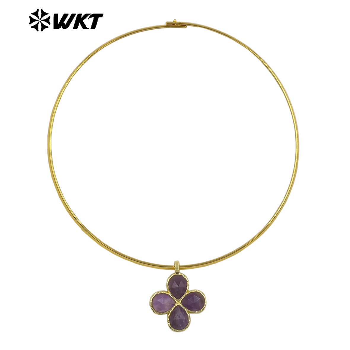 WT-N1527 Exquisite Lovely Gold Plated Vicious Natural Gemstones Little Flower Shape Necklace Choker For Lady Party Wearing