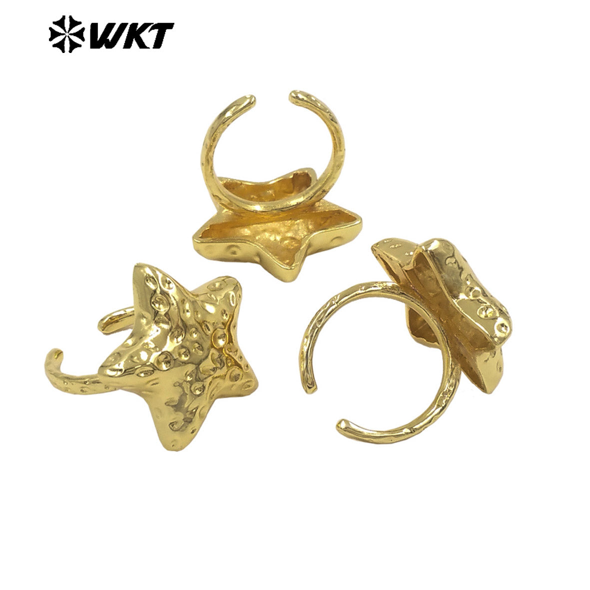 WT-R596 Exquisite Pretty Metal Gold Plated Yellow Brass Star Shape Adjustable Rings As Friends New Years Jewelry Gifts