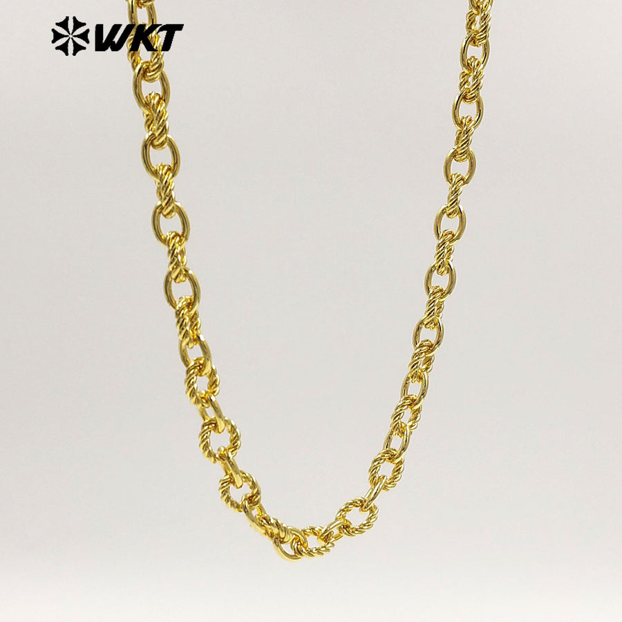 WT-BC277 Exquisite 18K Gold Electroplated On Yellow Brass Small Circles Metal Link Chain For Simple Style Bracelets Making