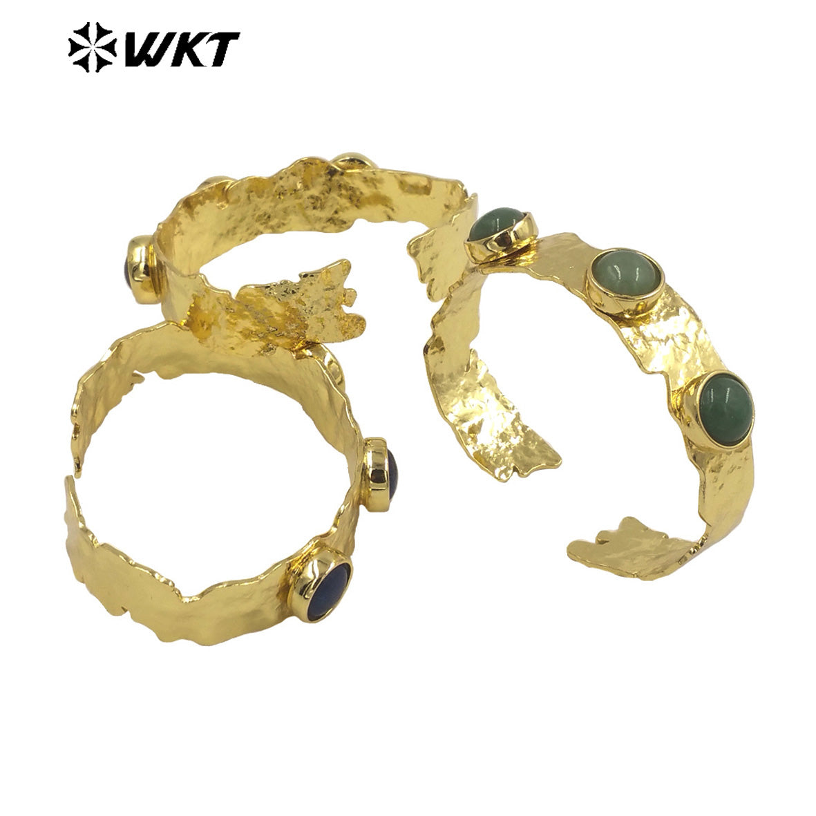 WT-B633 WKT New Handmade Lovely Trendy Gift for Women Lucky Bracelets C Shaped Natural Colorful Gemstone Opening Bracelets