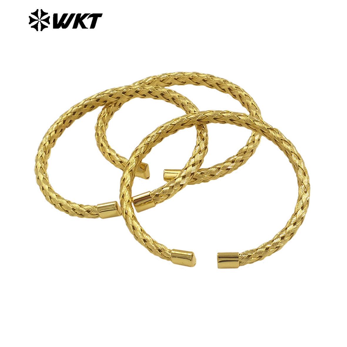 WT-JF362 Popular Sales Yellow Brass Made Simple 18k Real Gold Plated Women Cuff Bangle in Adjustable