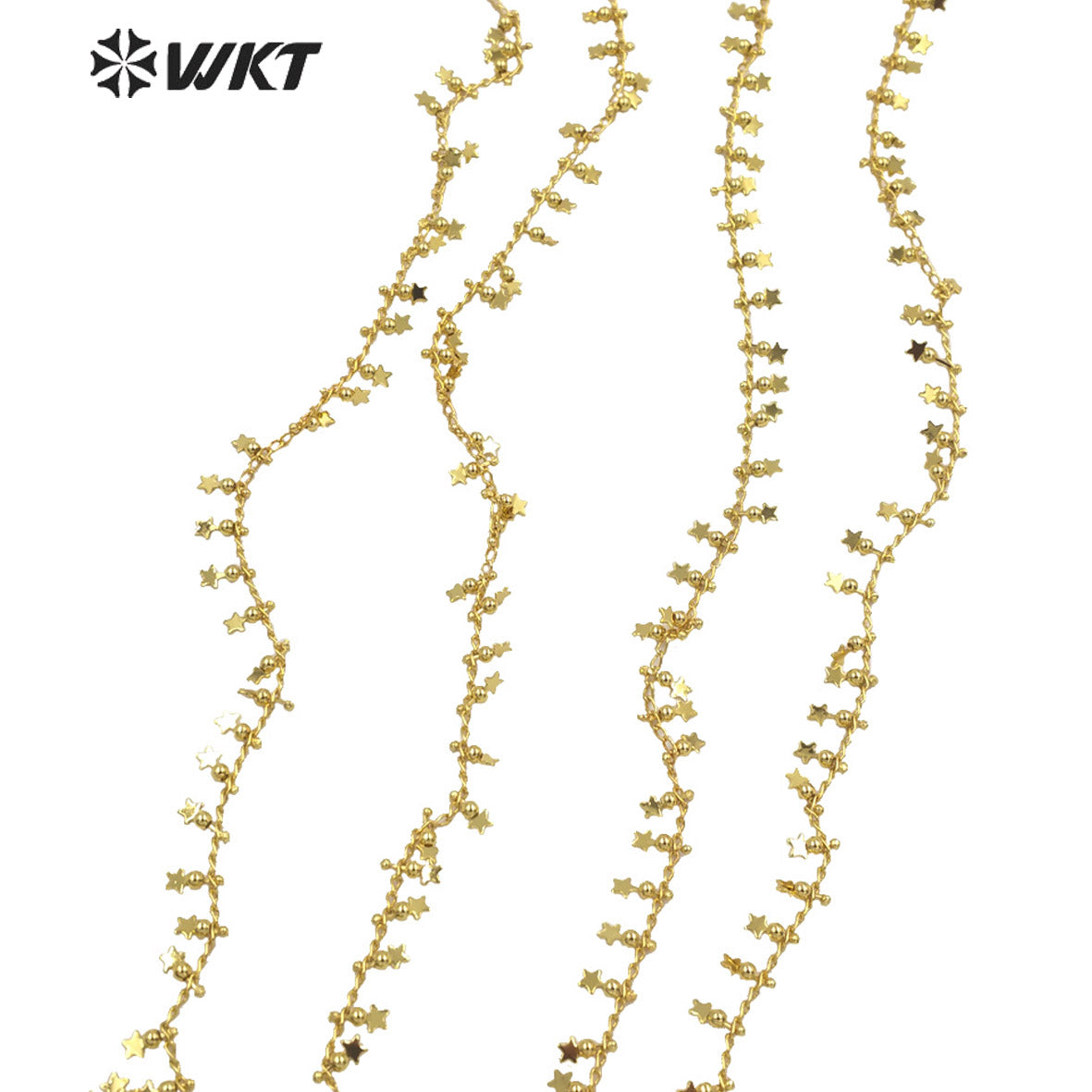 WT-BC160 Wholesale Fashion 18k Real Gold Plated Brass Star Chain Tiny Handmade Gold Jewelry Necklace Chain with Charms