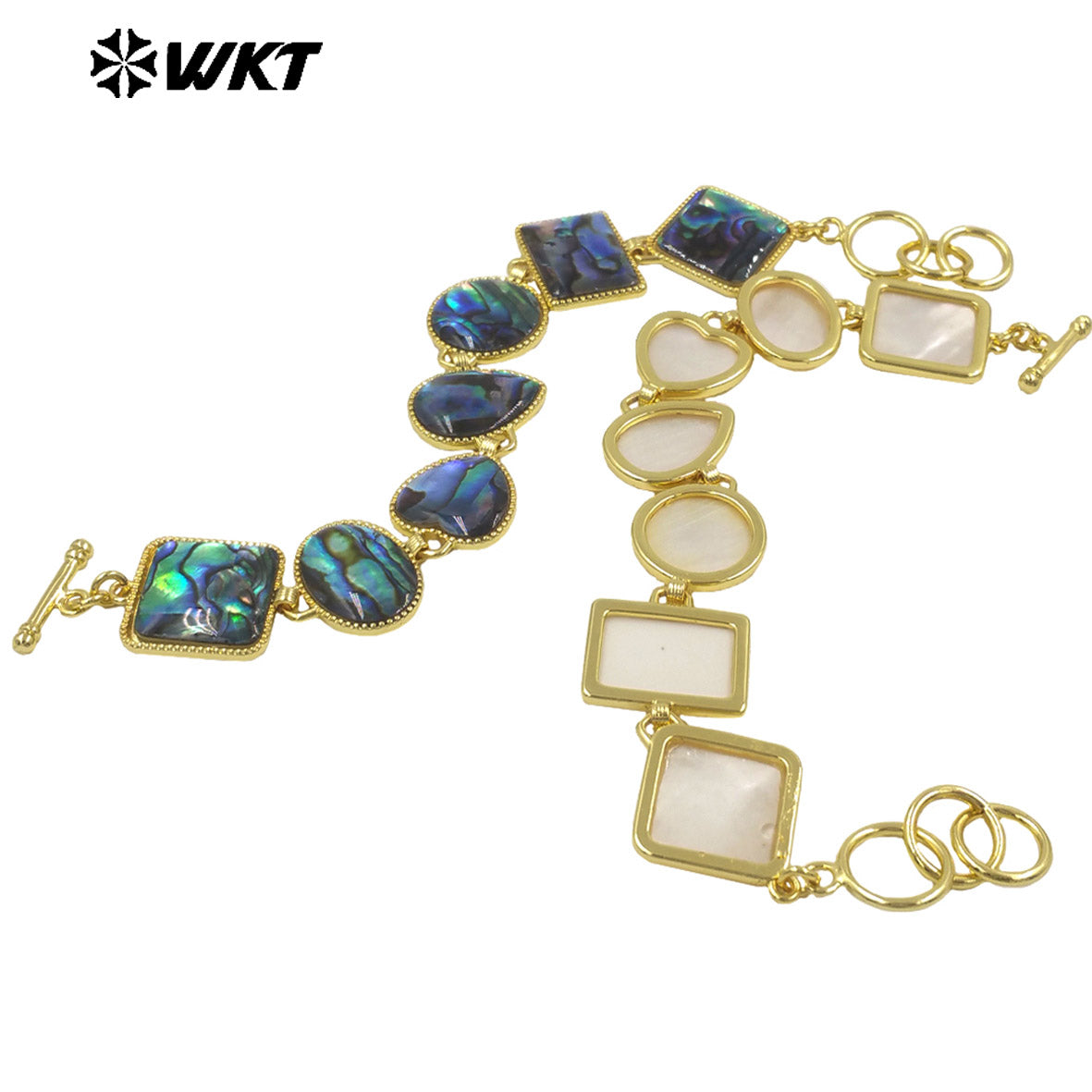 MPB142 Newest Fashion Gold Plated Waterdrop Heart Round Shape Natural Abalone Shell Splicing Bracelet For Lady Vintage Jewelry