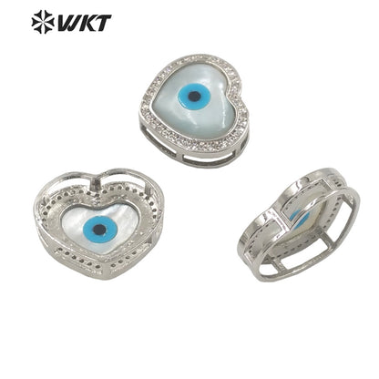 WT-MP202 Amazing Fashion 18k Real Gold Plated Micro Pave Shell Eye Pendant Lady Charming White Shell Cubic Zircon Heart Pendants