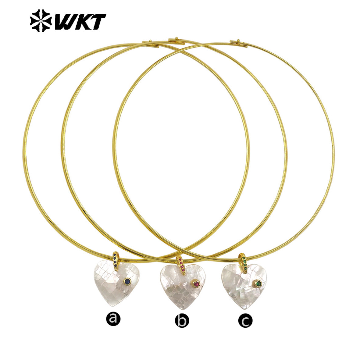 WT-JN387 Minimalism Design White Shell And Zircon Heart Shape Pendant Necklace Choker As Female Party Decorative Jewelry