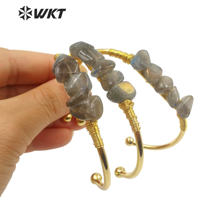 WT-B590 WKT 2022 Hot Style Natural Labradorite Bracelet Wound Adjustable Best Nugget Stone Bracelet 2022 Trend Jewelry