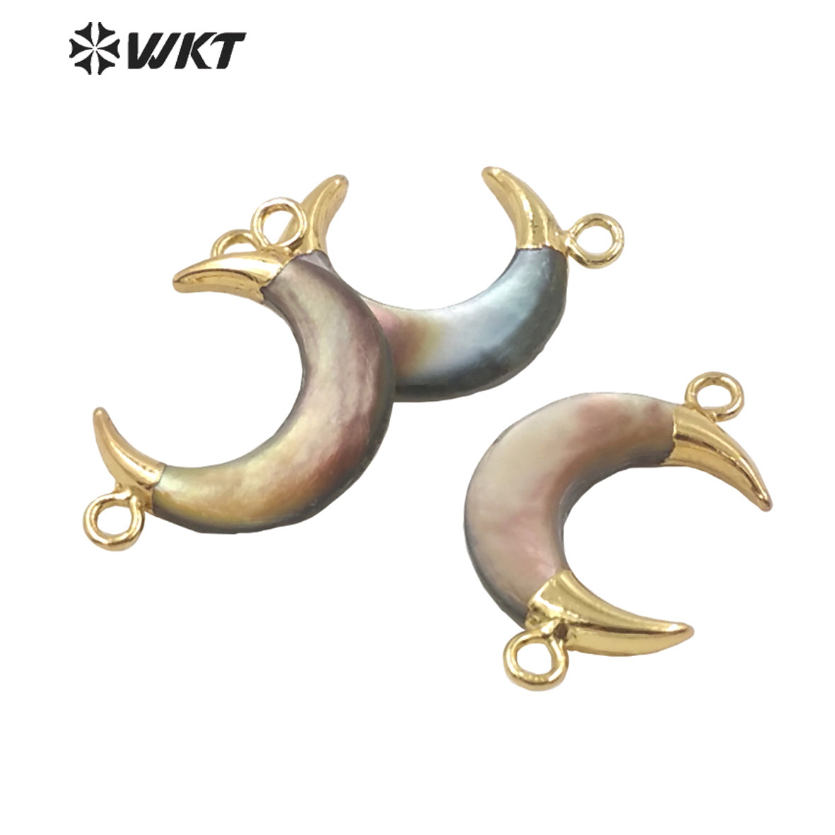 WT-JP293 Crescent Lovely Pendant Smart Colorful Shell Women Earrings With 18k Gold Plated Earring Shell Earrings