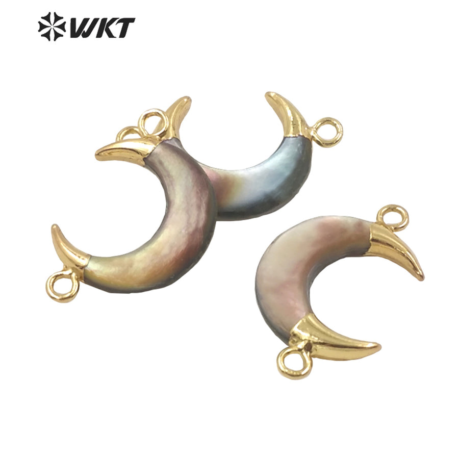 WT-JP293 Crescent Lovely Pendant Smart Colorful Shell Women Earrings With 18k Gold Plated Earring Shell Earrings