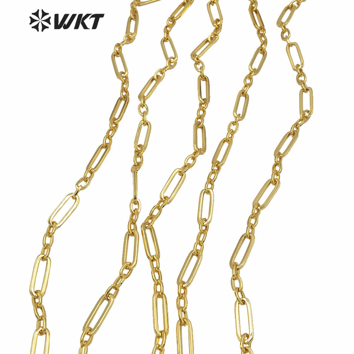 WT-BC155 Wholesale Big Chunky 18k Real Gold Plated Brass Chain for Jewelry Design Women Gold Combined Boho Stle Necklace Chain