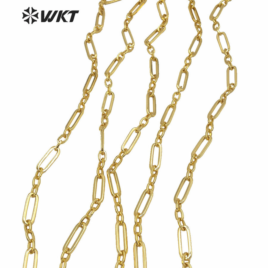 WT-BC155 Wholesale Big Chunky 18k Real Gold Plated Brass Chain for Jewelry Design Women Gold Combined Boho Stle Necklace Chain