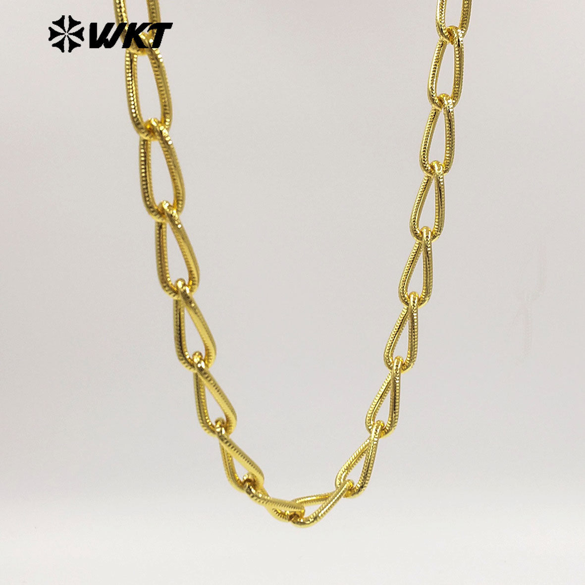 WT-BC274 Unique Chic Bending Design 18K Gold Plated Yellow Brass Metal Thick Chains For All Matching Necklace Making Findings