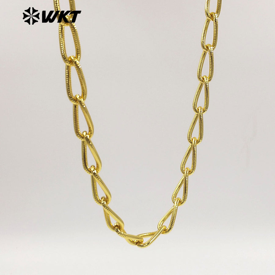 WT-BC274 Unique Chic Bending Design 18K Gold Plated Yellow Brass Metal Thick Chains For All Matching Necklace Making Findings