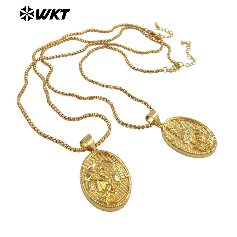 WT-JFN32 Exquisite Women Necklace With Religious Pendant Charms Yellow Brass Gold Plated Fashion Daily Jewelry Accessories