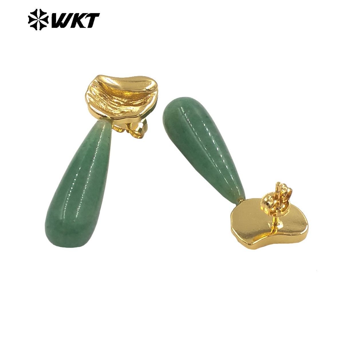 WT-E802 Delicate Design 18K Gold Plated Amazonite Natural Gemstones Waterdrop Shape Earrings As Lady Elegant Jewelry Gifts