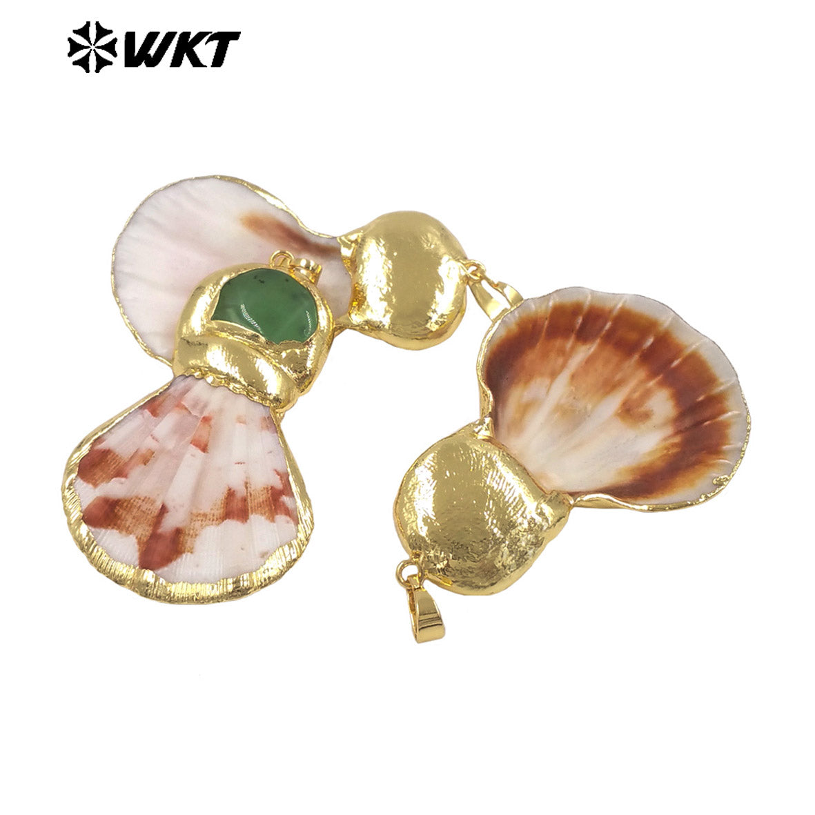 WT-JP508 High Quality Gold Plated Natural Stone And Scallop Shell Splicing Pendants For Handmade Necklace Design Accessory