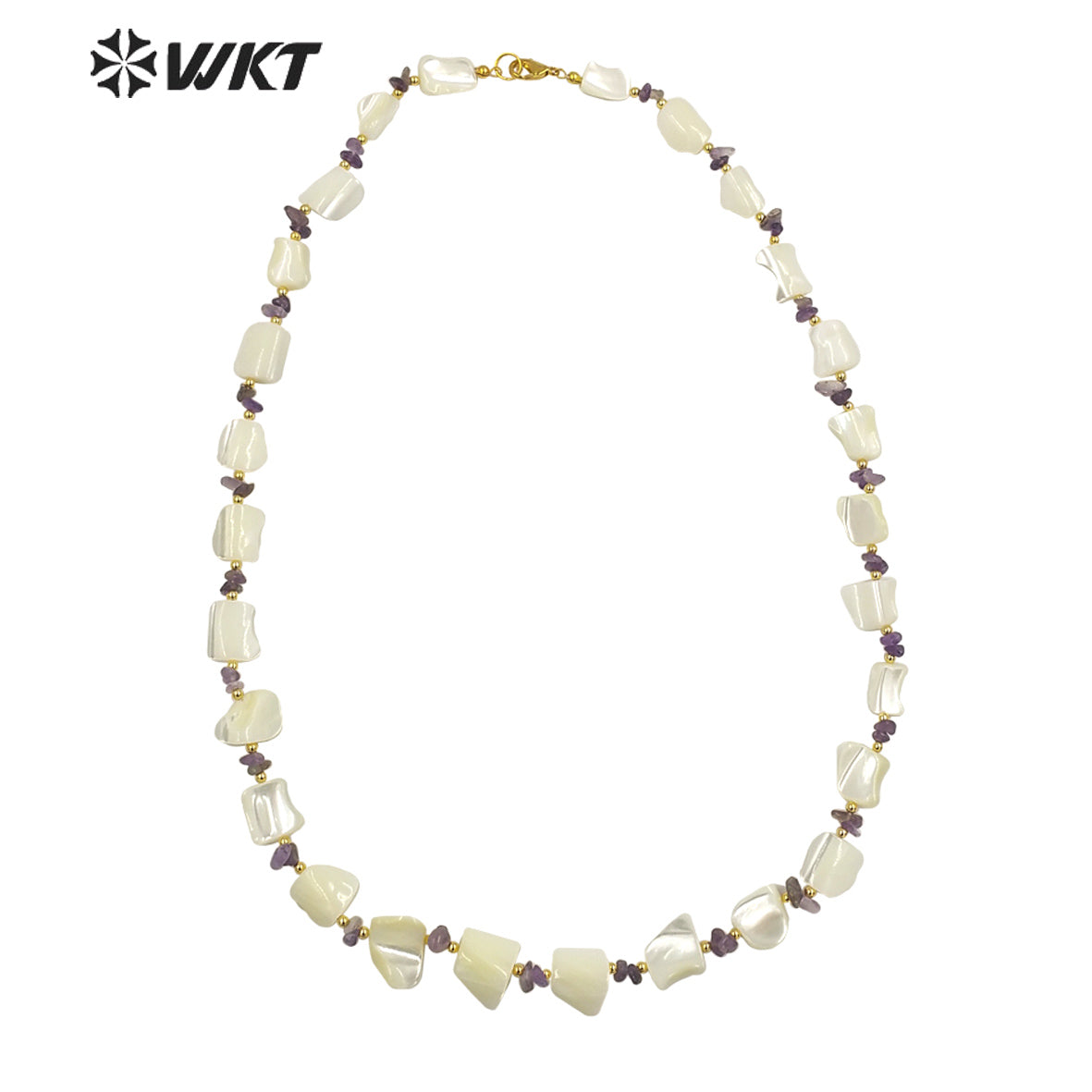 WT-JN225 Wholesale New Vintage Faceted Shell Hand Strand Long Necklace Women Purity Wedding Shell Necklace in 19 Inch