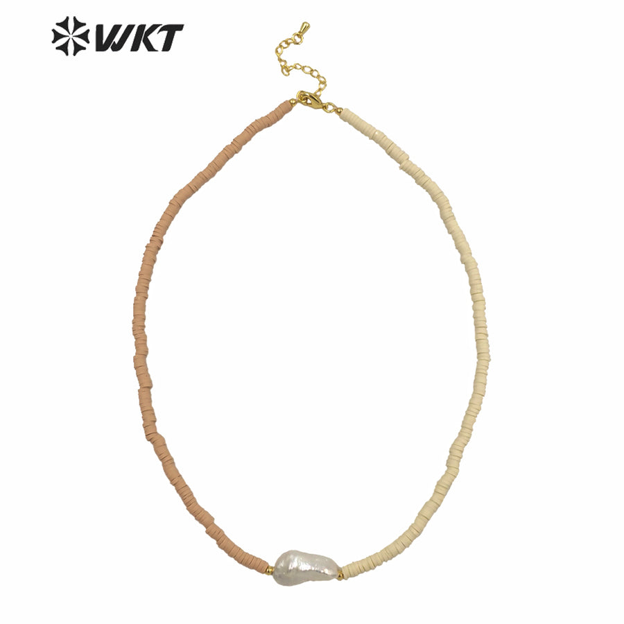 WT-JN130 Amazing Hand Make Strands 4mm Resin Beads Pearl Themed Necklace Lady Loved Natural Pearl Choker Necklace With Sand Color