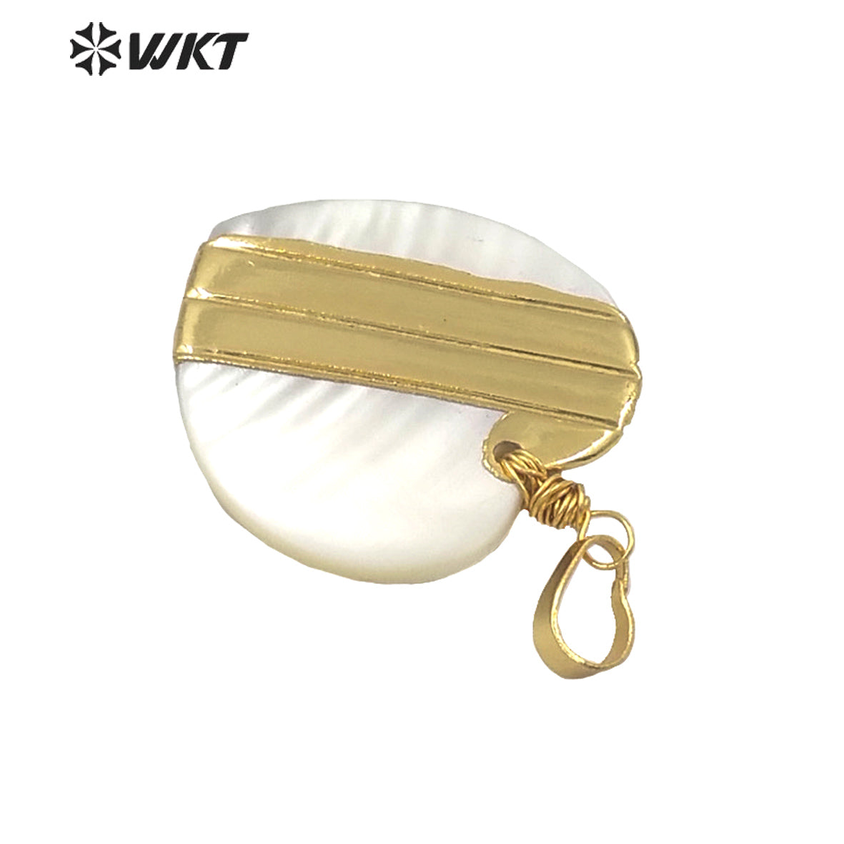 WT-JP228 WKT Amazing Design Gold Dipped Shell Heart Pendant Lady Populared Shell Vintage Boho Pendant for Necklace Design