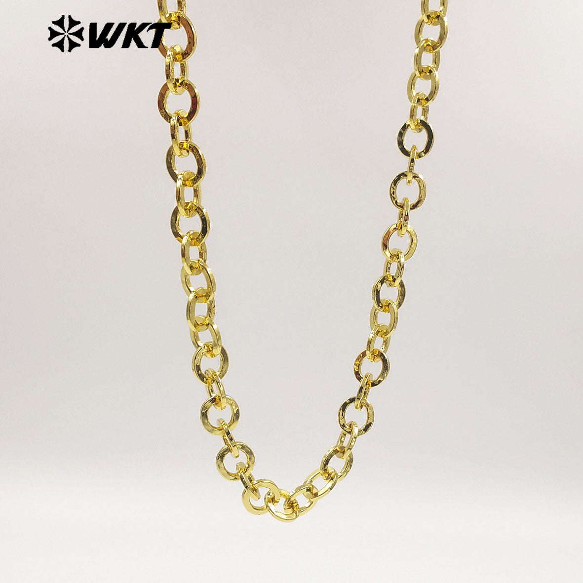 WT-BC269 High Quality Gold Electroplated Yellow Brass Round Thick Metal Chain For Women Fashion Handmade Jewelry Accessory