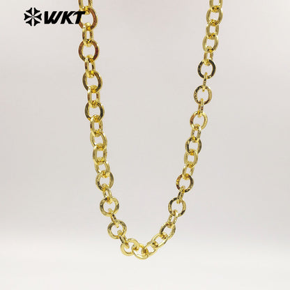 WT-BC269 High Quality Gold Electroplated Yellow Brass Round Thick Metal Chain For Women Fashion Handmade Jewelry Accessory