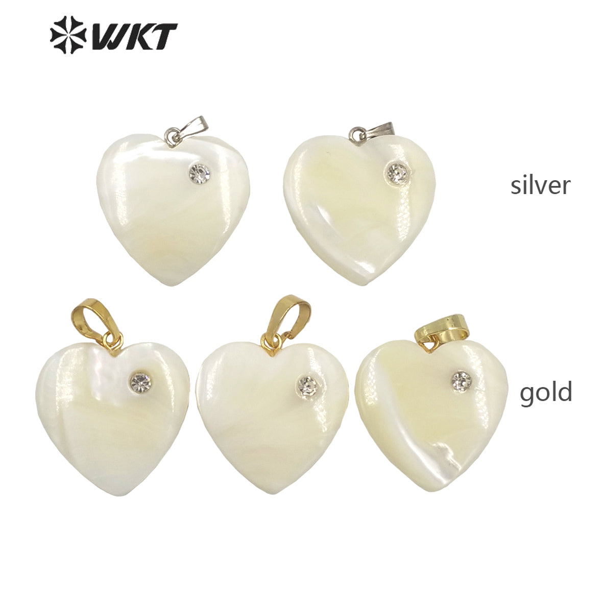 WT-JP289 WKT Retro Court Heart-Shaped Mixed Zircon Pendant Shell Pendant Women Necklace Beautiful Jewelry Shell Heart Pendant