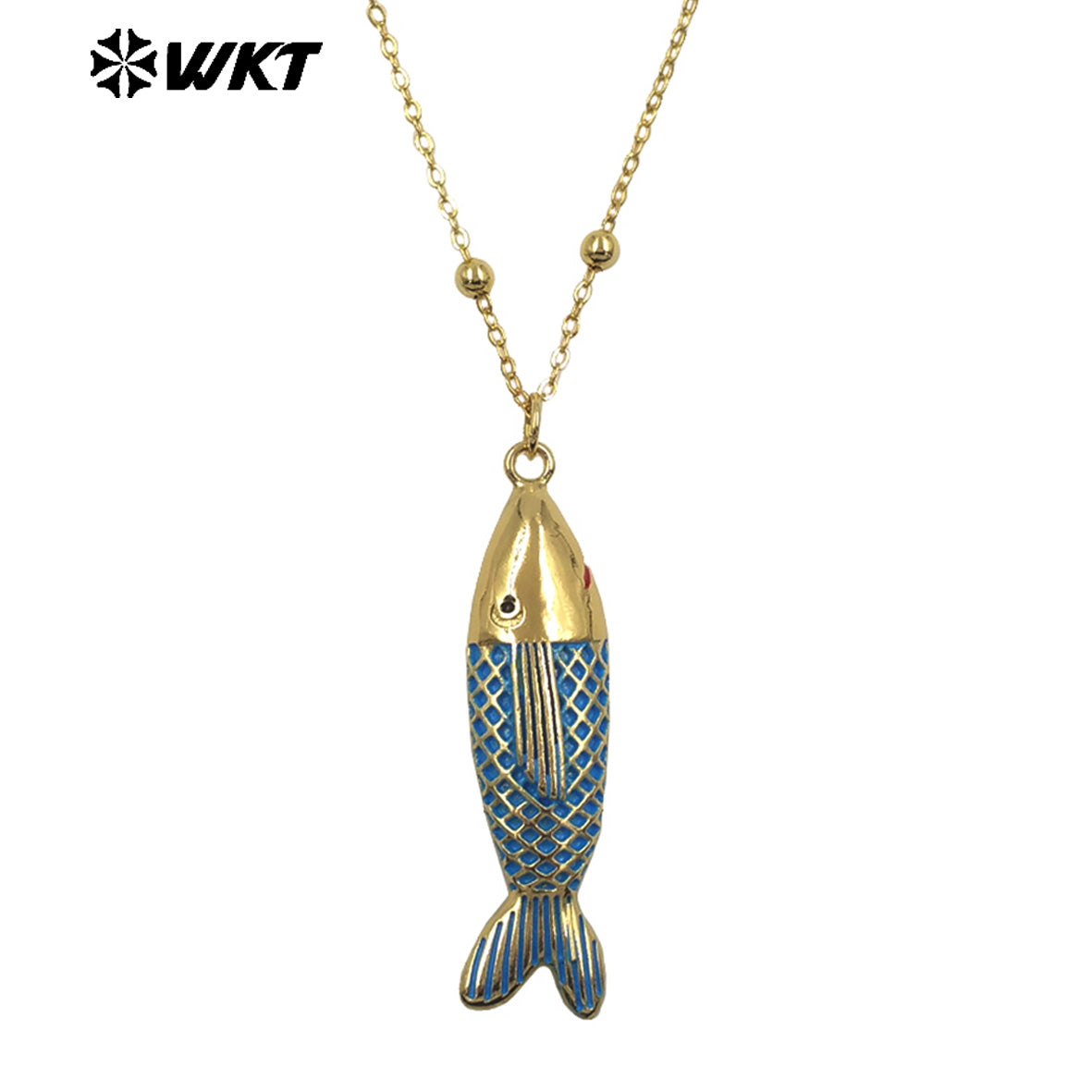 WT-JFN68 Exquisite Gold Plated Chain With Colorful Drop Oil Fish Pendants Necklaces For Women Trendy Wearing Accessory