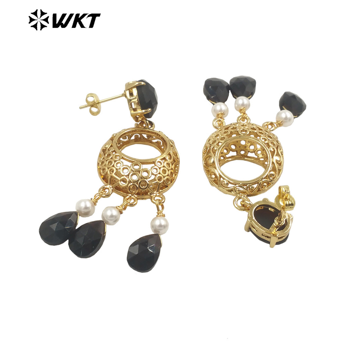WT-E721 Amazing Excellent Tiny Drop Dangle Earrings Fashion Gold Plated Long Statement Drop Stone Earrings for Women Gift