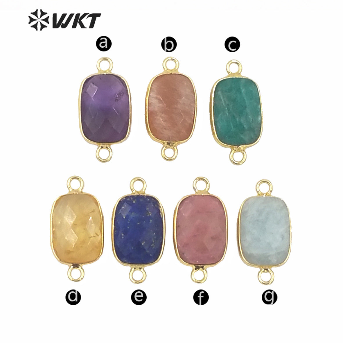 WT-C298 Wholesale Euorope Hot Sale Natural Faceted Stone Jewelry Connectors Populared Women Gold Bezel Stone Connectors