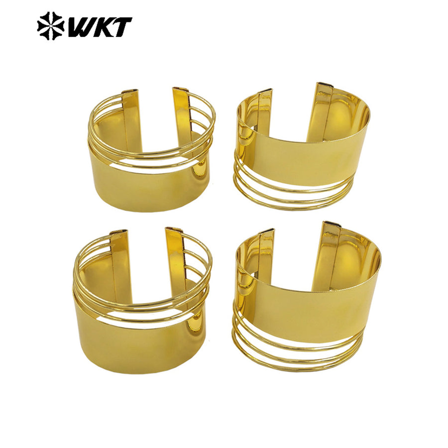 WT-JF358 Newest Special Design Multi Layers Yellow Brass Metal Gold Plated Cuff Bangle Vintage Style Jewelry For Daily Wearing
