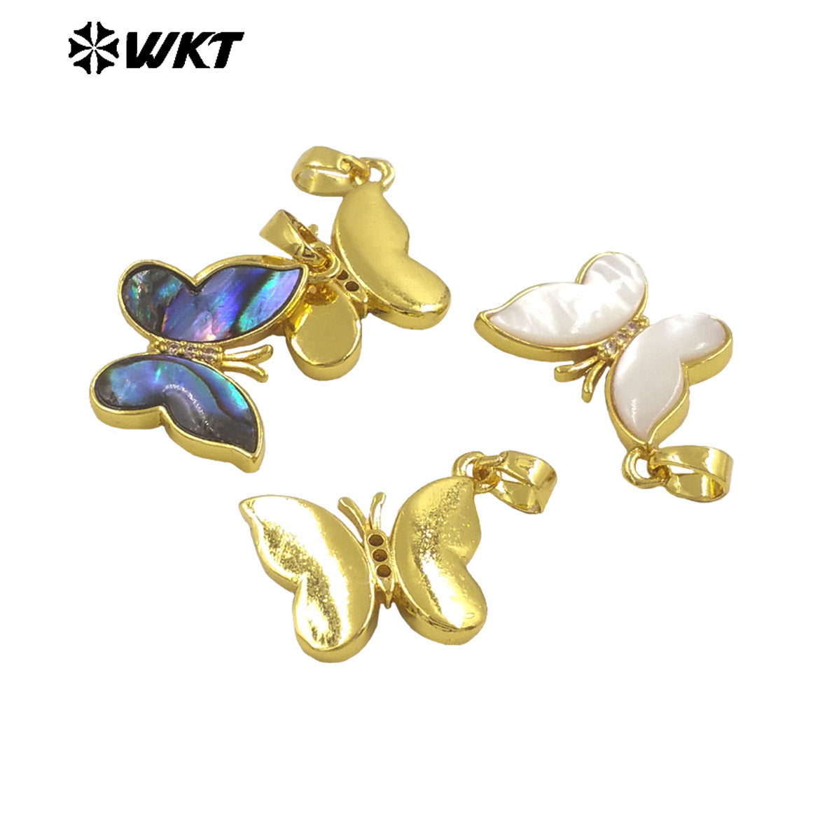 WT-JP381 Wholesale New Coming High Quality Natural Shell Butterfly Pendant With 18k Gold Plated for Women Daily Decoration