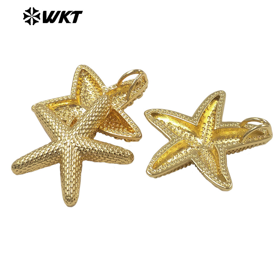WT-P2081 High Quality 18K Gold Plated On Brass Metal Starfish Shape Little Pendants For Women Handmade Earrings DIY Design