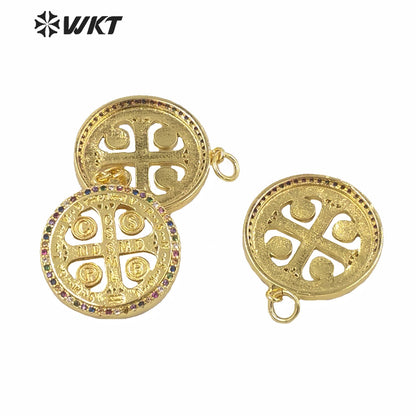 WT-MP159 New Wholesale New Gold Electroplated Jesus Cross Pendant Hot Sales Populared Christian Image Jewelry Pendant for Women