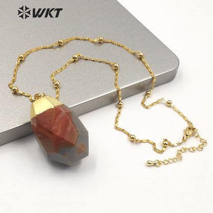 WT-N1209 Newest Natural Gemstone Necklace Gold Plated Stylish Women Charm Jewelry Natural Stone Necklace