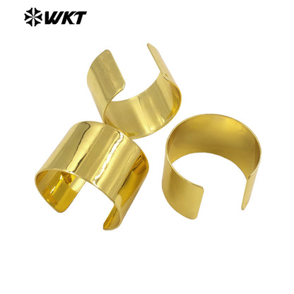WT-B679 New Design High Quality18K Gold Plated Natural Yellow Brass Wide Bright Face Adjustable Unisex Bracelet Jewelry Finished