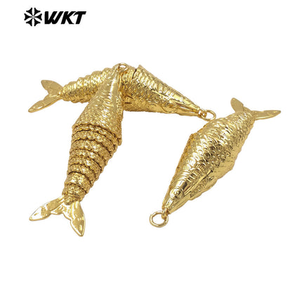 WT-MP332 Delicate 18K Gold Electroplated Yellow Brass Fish Shape Charms Big Pendants As Women Trendy Jewelry Accessories