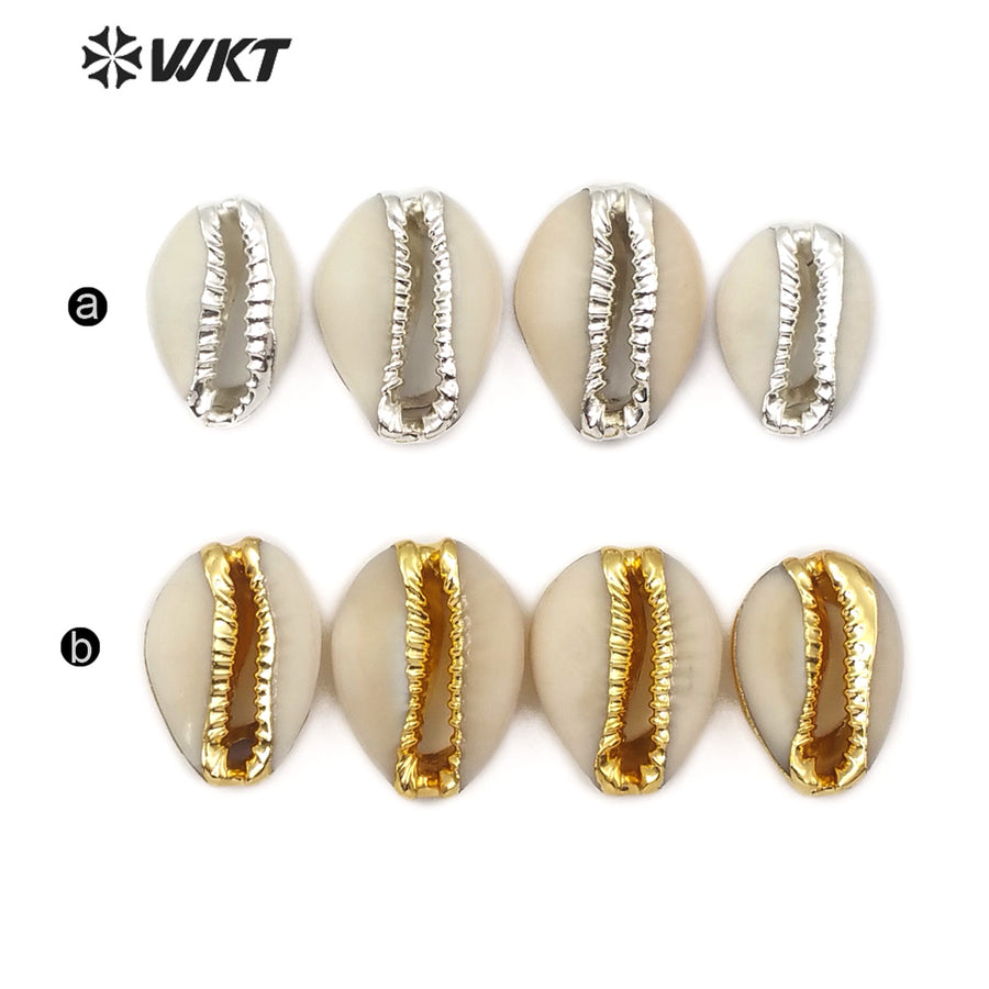WT-JP119 Wholesale Fashion Natural Gold and Sliver Electroplated Shell Accessories Shell Beads Lovely Tiny Cowrie Shell Pendant
