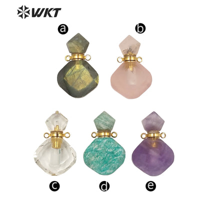 WT-P1673 Newest Charming Elegant Small Size Natural Stone Perfume Bottle Pendant for Necklace Women Stone Made Bottle Pendant