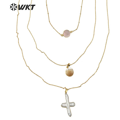 WT-JN109 Exclusive Design One Set Pearl and Stones Necklace Lady New Fashion Jewelry Pearl With Stone Necklace