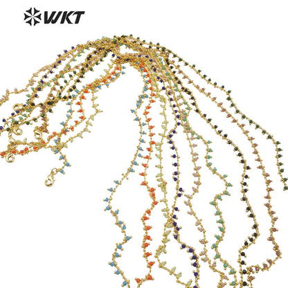 WT-N1202 Hot Sales Crystal Beads Chain Fashion Jewelry Rosary Beads Chain 3mm New Arrival Crystal Beads Necklace
