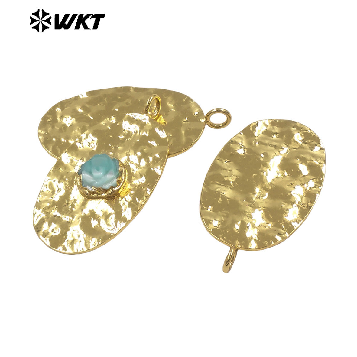 WT-JP519 Exquisite Vintage Style 18K Gold Plated Carved Shell Flower Charms Pendants For Lady Handmade Jewelry DIY Making