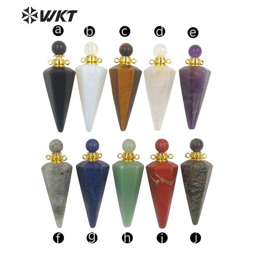 WT-P1842 Destinctive Big Healing Spirit Point Stone Pendant Precious Gemstone Made Bullet Point Pendants for Necklace