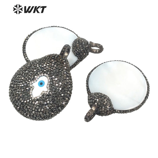 WT-JP292 Zircon Pendant Eye Embellishment Exaggerated Punk Pendant Eye-catching Earrings Women Shell Pendant