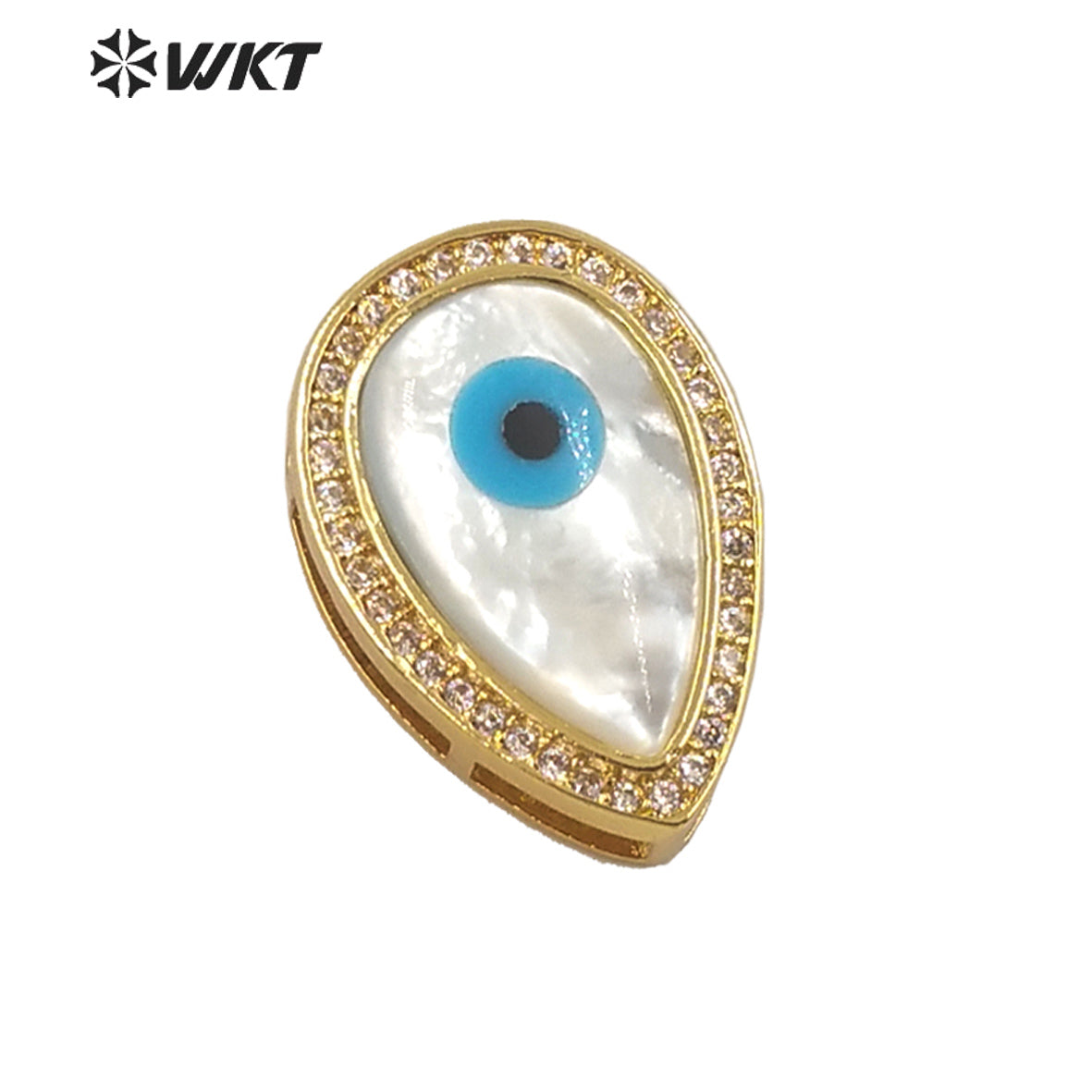 WT-MP205 Fashion Micro Pave CZ Setting Trim White Shell Eye Drop Pendants Elegant Gold Water Drop Jewelry Necklace Pendant