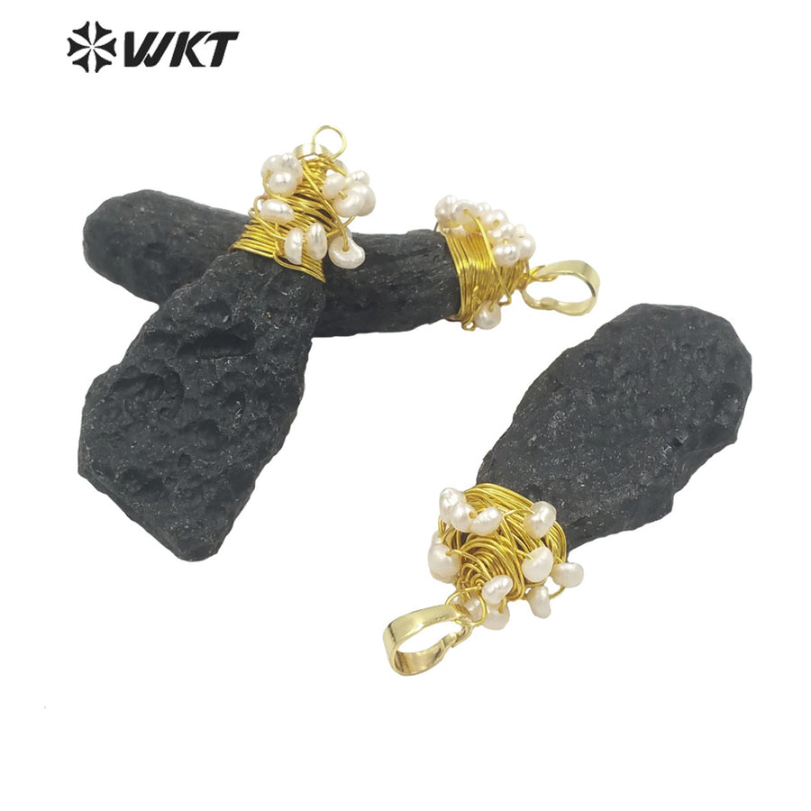 WT-N1426 Black Meteorite Necklace 20inch Long Boho Beads 18k Yellow Gold Beads Necklace Gemstone Casual Long Statement Necklace