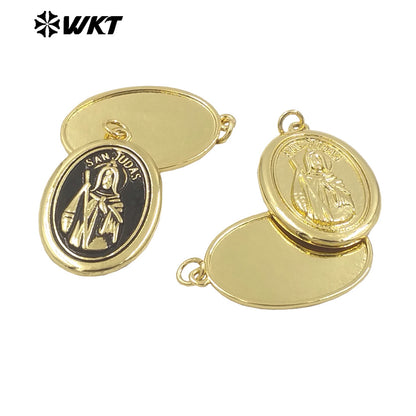 WT-MP291 New Design 18K Gold Plated Religious Brass Medal San Judas Christian Charms Pendants