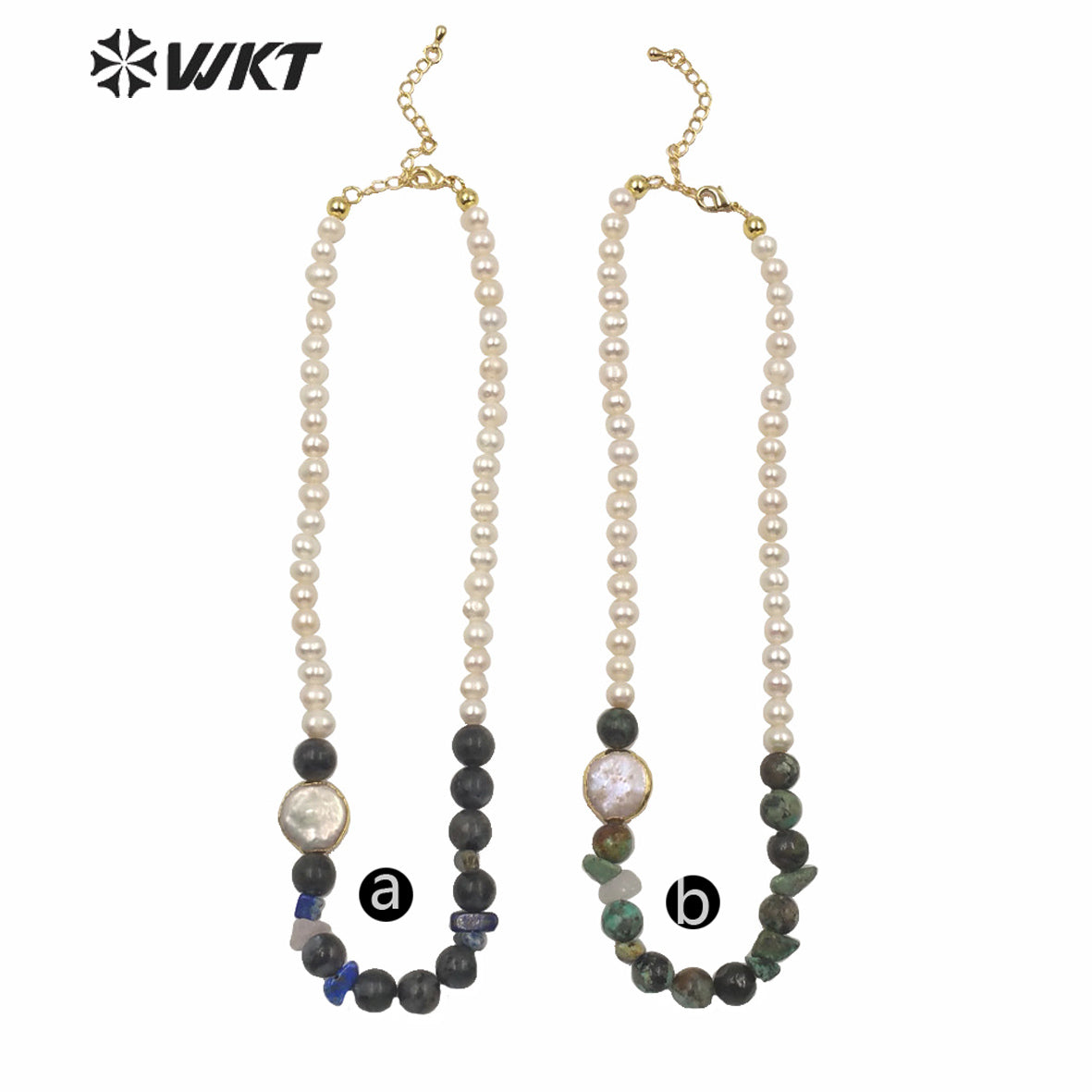 WT-JN122 WKT 14 Inch Long Pearl Necklace Hand Make Strand Beads Necklace Office Lady White Pearl Stone Choker Necklace