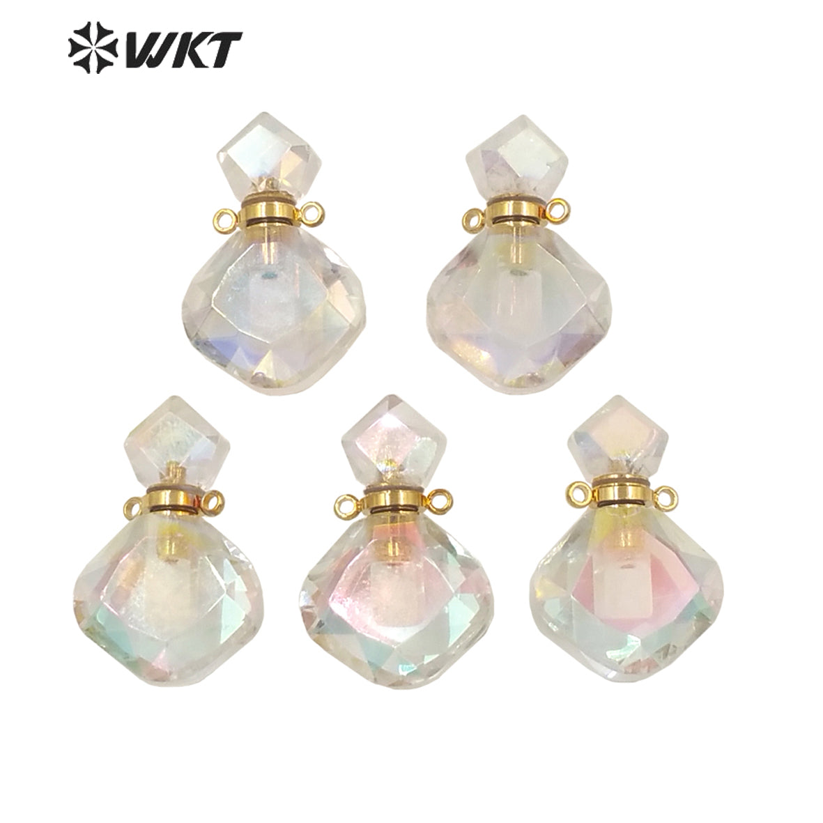 WT-P1674 Amazing Newest Fashion Faceted Cut Angel Aura Quartz Perfume Bottle Pendant for Necklace