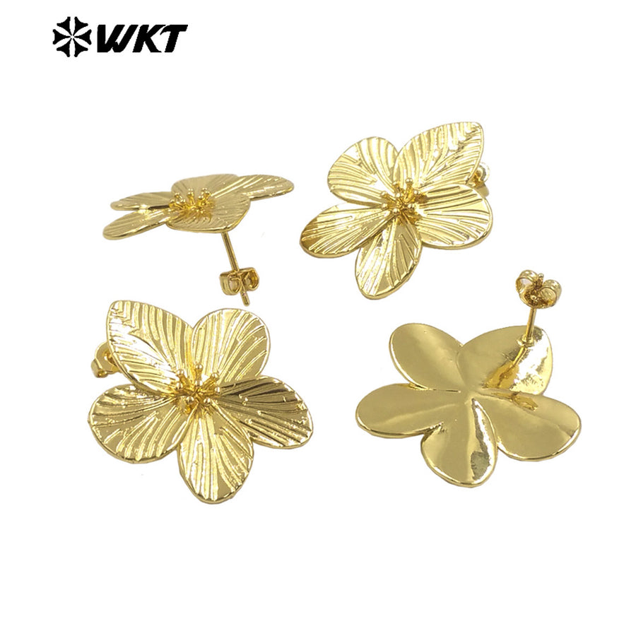 WT-E760 Explosive New Products Flower Shape 18K Gold Plated and Silver Earrings for Women As Birthday and Anniversary Gifts